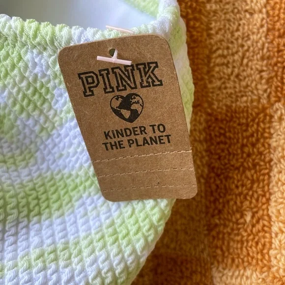 PINK Lime Green and White One-Piece Swimsuit - Picture 5 of 10